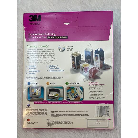 3M Printscape Personalized Gift Bag Kit Square Base For All Inkjet Printers - Picture 3 of 5